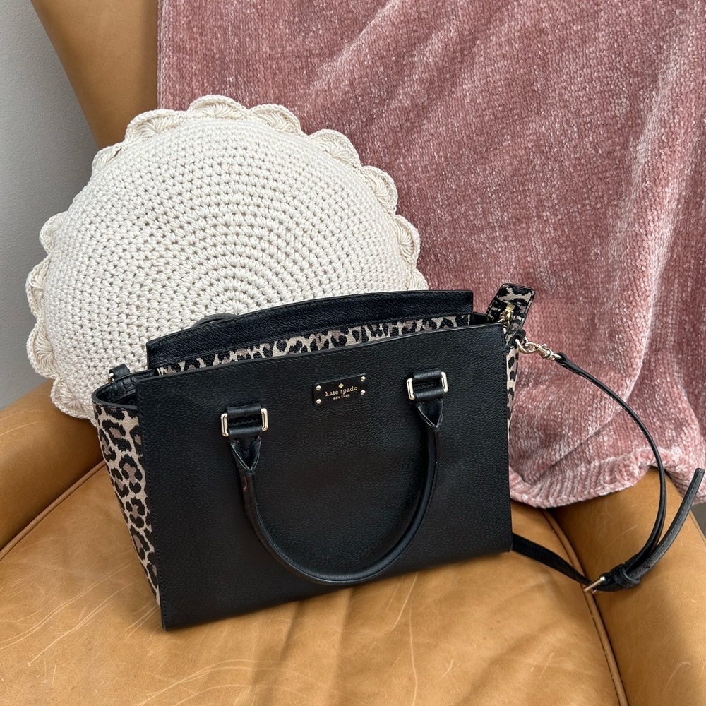 Black Leather Kate Spade Handbag